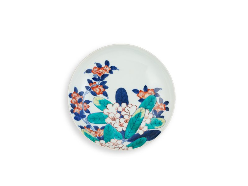 A porcelain dish, Nabeshima ware, Hizen, Edo period, late 17th – early 18th century | 色絵石楠花文皿　肥前　鍋島藩窯　江戸時代中期　17世紀後半～18世紀前半