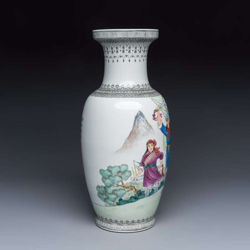 金田起義 | A Chinese polychrome-decorated ‘Jintian Uprising 金田起義’ vase - 图4