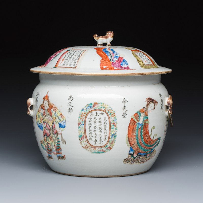 A rare Chinese famille rose 'Wu Shuang Pu' 'Kamcheng' jar and cover - 图3