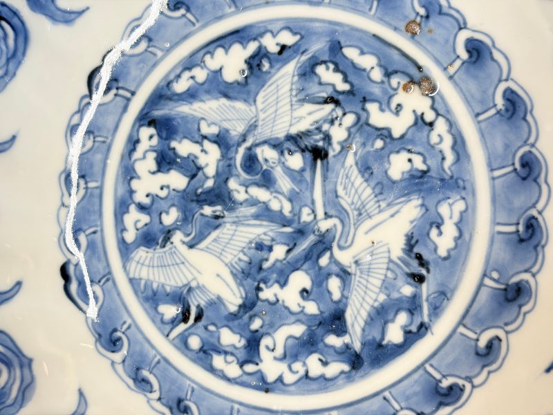 Six Chinese blue and white Ko-sometsuke 'Crane' plates for the Japanese market - 图24