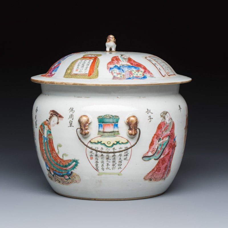 A rare Chinese famille rose 'Wu Shuang Pu' 'Kamcheng' jar and cover - 图4