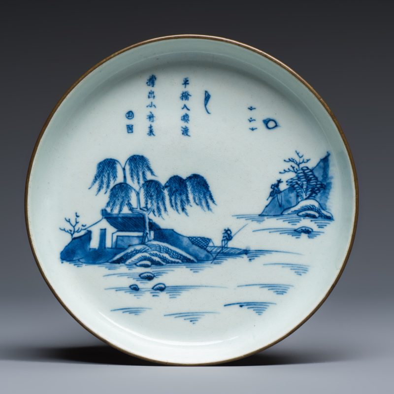 Five Chinese blue and white 'Bleu de Hue' 'Riverscape' plates - 图10