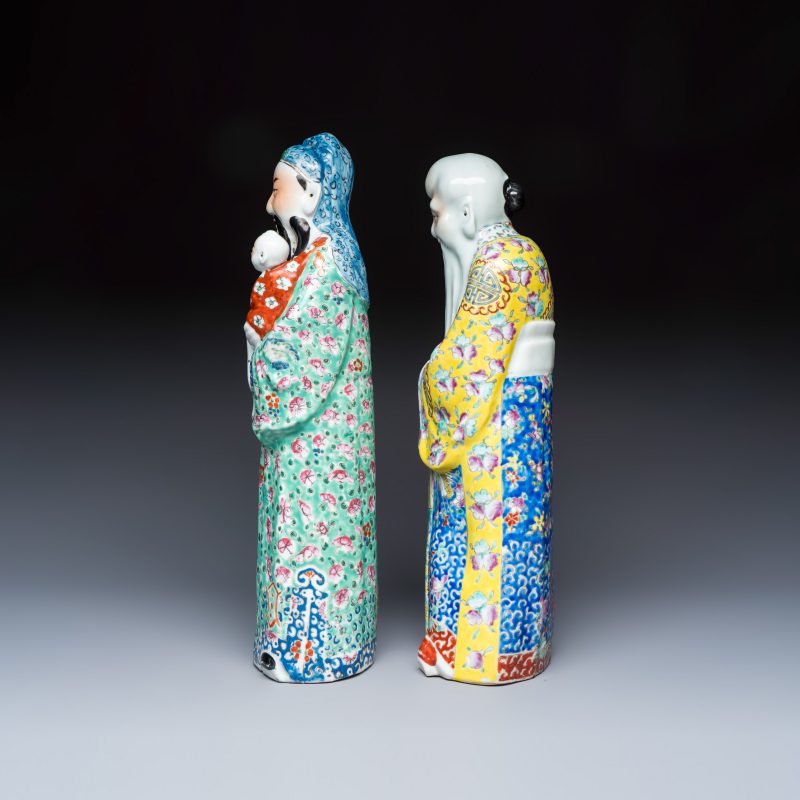 Two Chinese famille rose figures of star gods - 图3