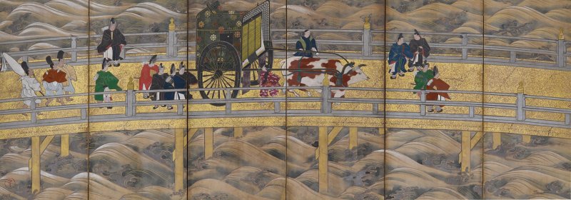 Anonymous, Chapters Fourteen and Sixteen from the Tale of Genji (Genji monogatari), Sealed I’nen, Edo period, 17th century |源氏物語図屏風　伊年印　江戸時代前期　17世紀中頃 - 图8