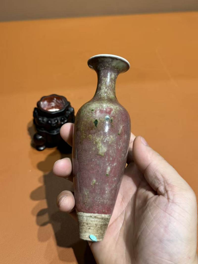 清晚期 豇豆红釉柳叶瓶 - 图6