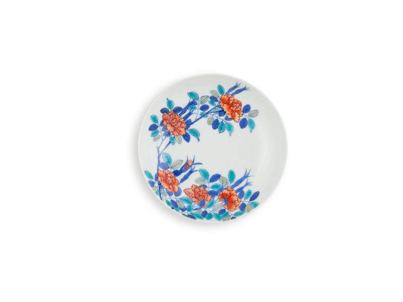 A porcelain dish, Nabeshima ware, Hizen, Edo period, late 17th – early 18th century | 色絵薔薇文皿　肥前　鍋島藩窯　江戸時代中期　17世紀後半～18世紀前半