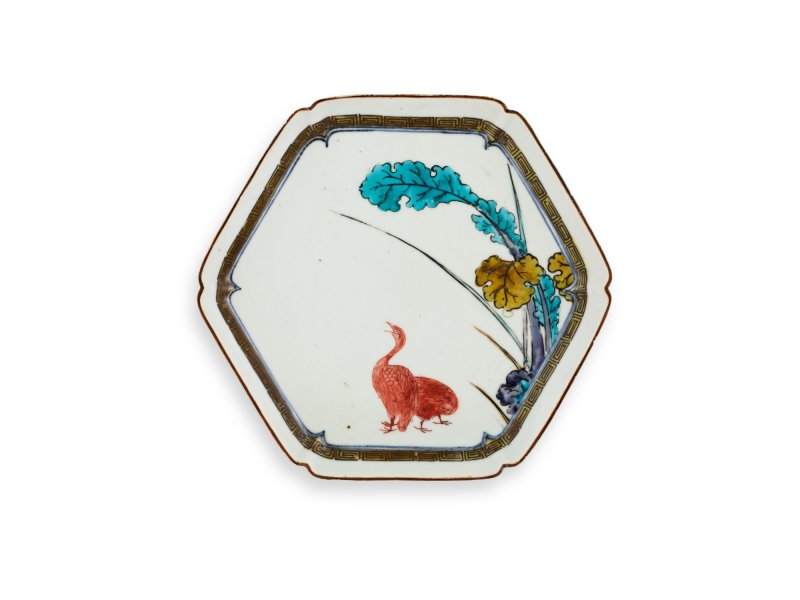 A set of ten porcelain dishes, Ko-Kutani type, Hizen, Edo period, mid-17th century | 色絵鶉図六角皿　十枚　肥前　古九谷様式　江戸時代前期　1640～50年代 - 图9
