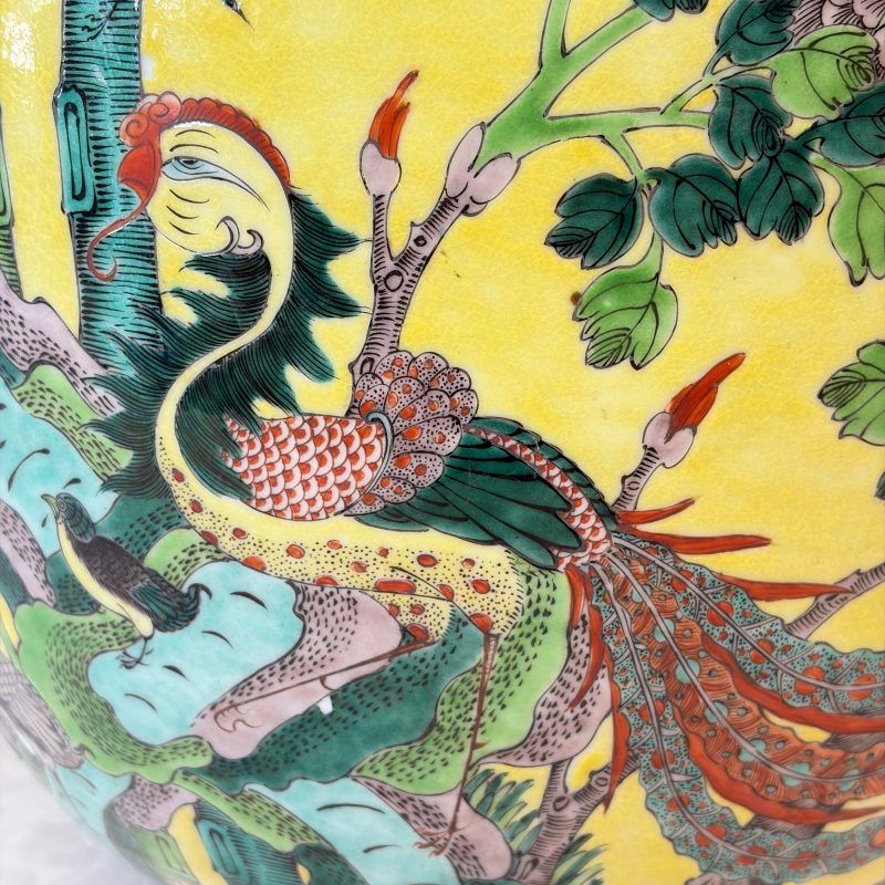 A Chinese famille verte yellow-ground 'Birds among Flowering Branches' jardinière - 图10