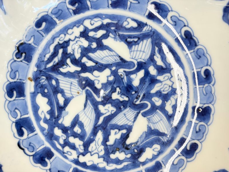 Six Chinese blue and white Ko-sometsuke 'Crane' plates for the Japanese market - 图39