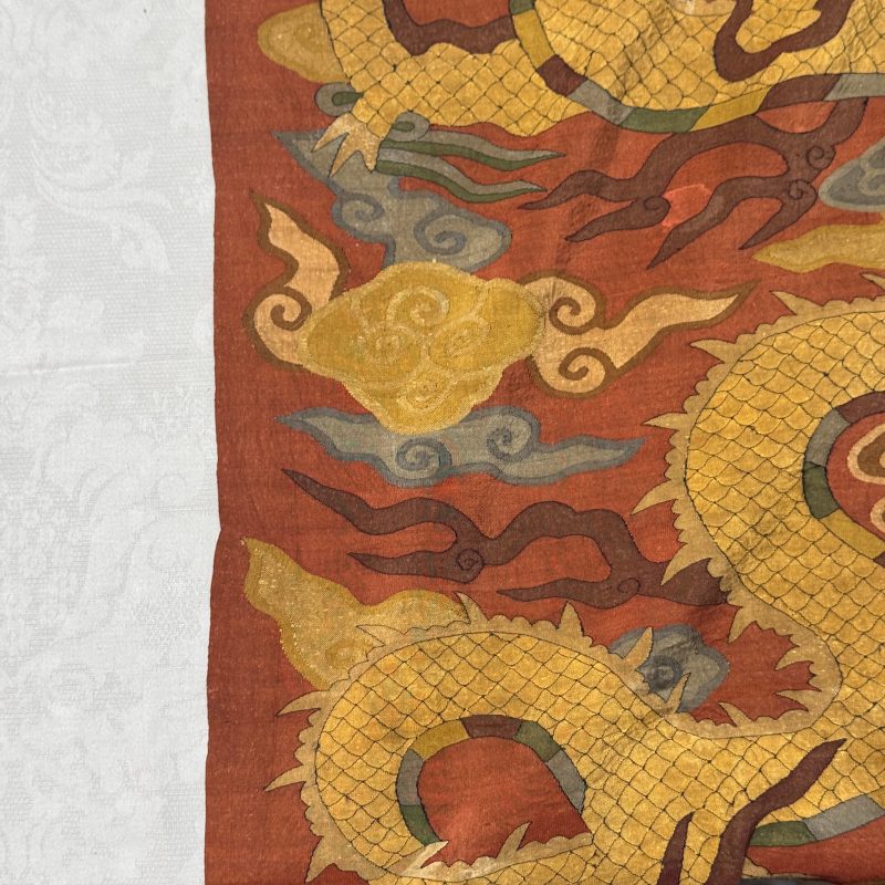 A Chinese coral-ground kesi 'Dragons' panel - 图21