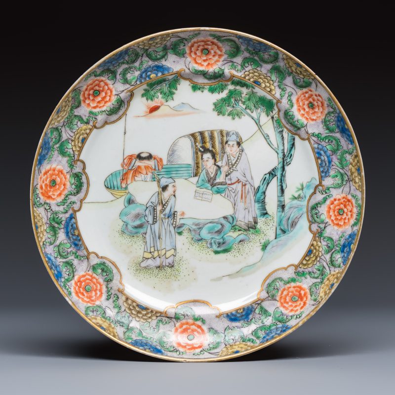 A set of six Chinese Canton famille verte plates with narrative design - 图6