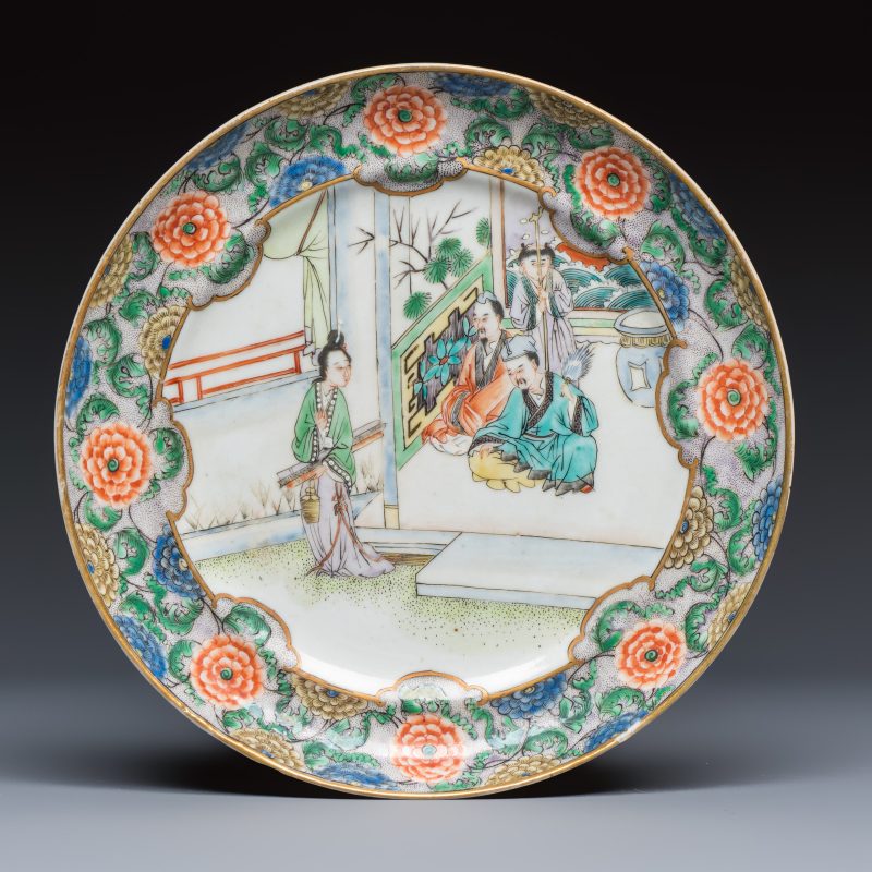 A set of six Chinese Canton famille verte plates with narrative design - 图8