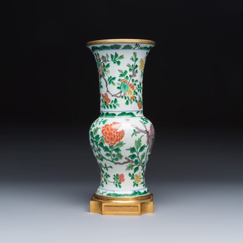 A Chinese famille verte gilt-bronze-mounted 'Yenyen' vase with pheasants - 图4