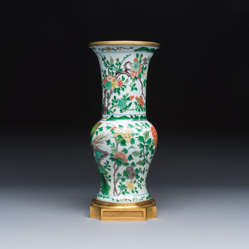 A Chinese famille verte gilt-bronze-mounted 'Yenyen' vase with pheasants - 图3