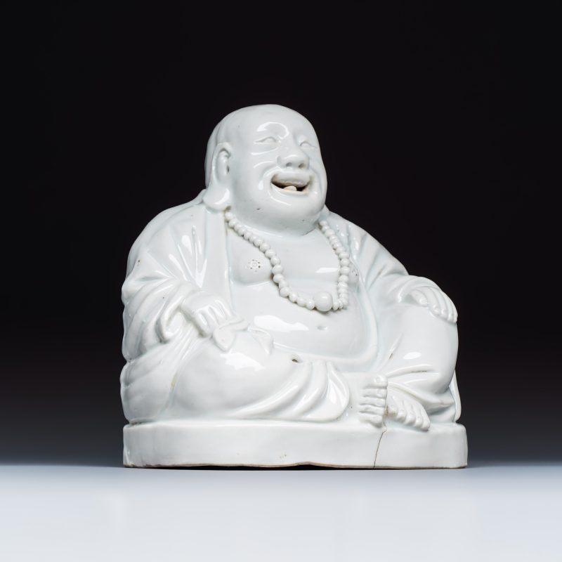 A Chinese white-glazed Milefo Buddha - 图1