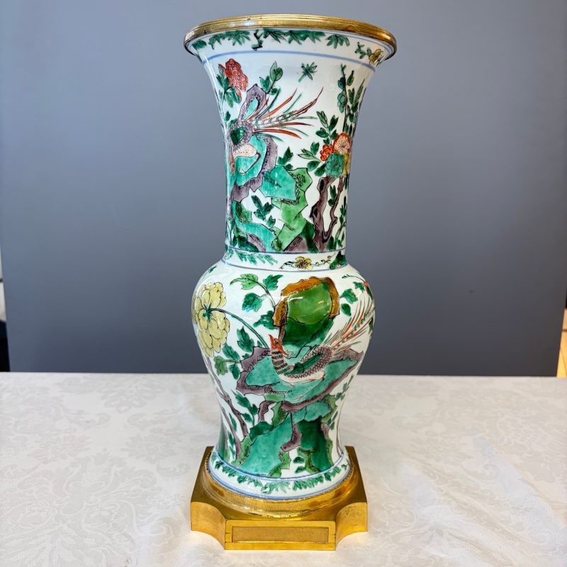 A Chinese famille verte gilt-bronze-mounted 'Yenyen' vase with pheasants - 图8