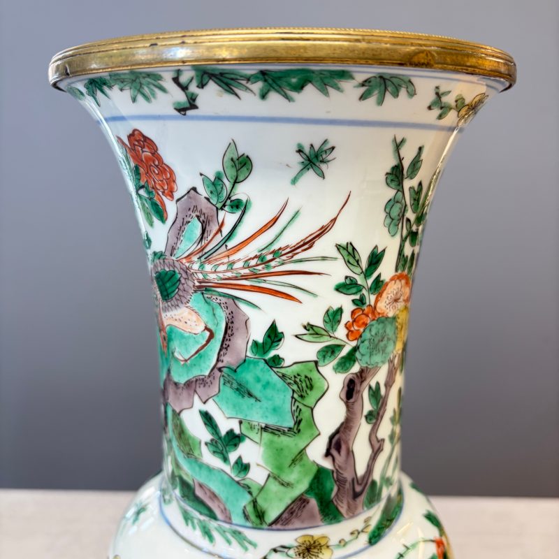A Chinese famille verte gilt-bronze-mounted 'Yenyen' vase with pheasants - 图9