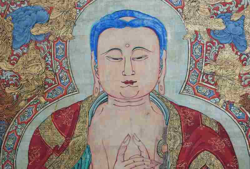 佛像 | A large Chinese Buddhist hanging scroll depicting Amitābha Buddha, 佛像 - 图8