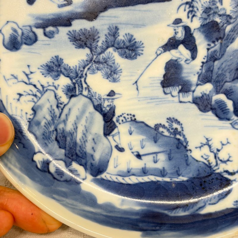 Five Chinese blue and white 'Bleu de Hue' 'Riverscape' plates - 图37