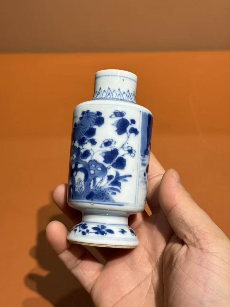 清康熙 青花山水人物故事图小灯笼瓶 - 图3