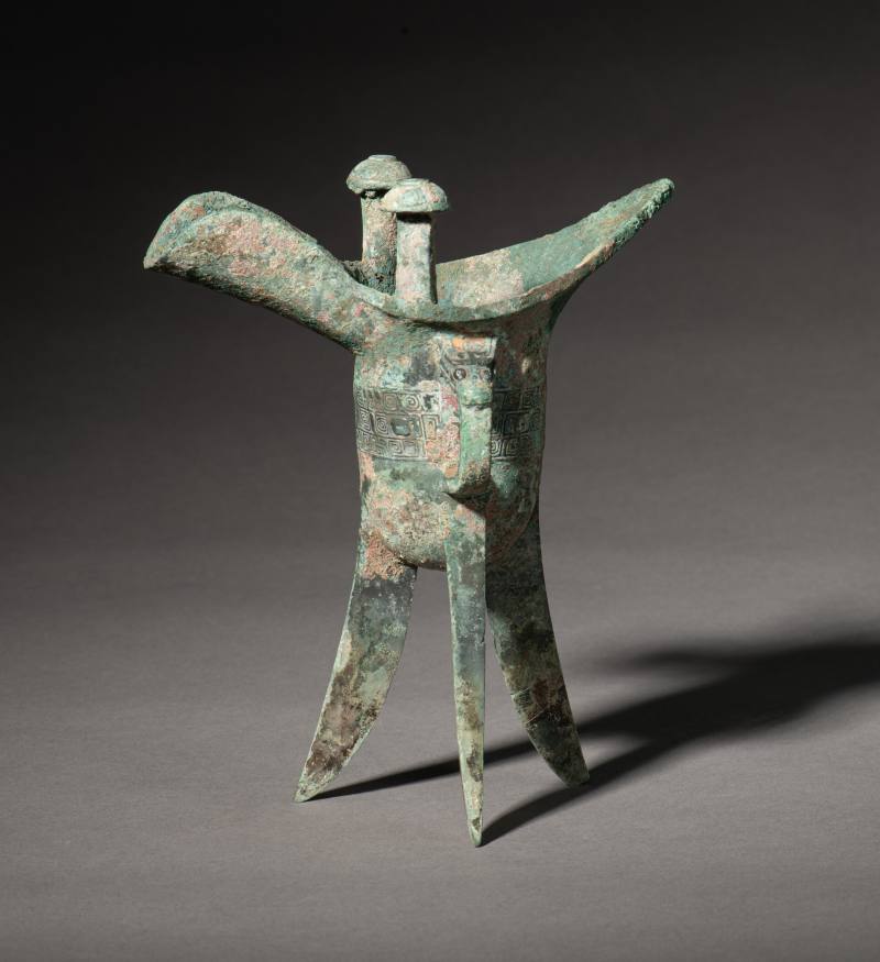 An archaic inscribed bronze ritual wine vessel, Jue - 图1