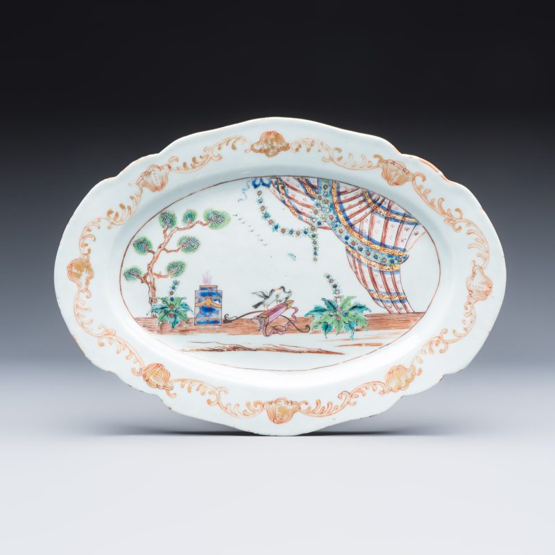 A Chinese famille rose ‘Valentine Pattern’ oval dish