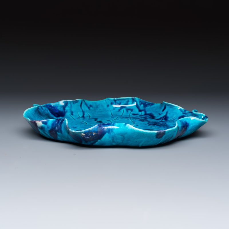 A Chinese turquoise-glazed purple-splashed 'Lotus Leaf' dish - 图3
