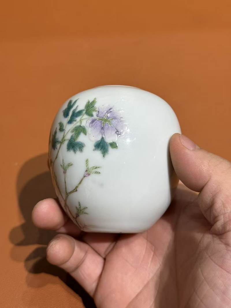 清末民初 粉彩洞石花卉纹水盂 - 图3