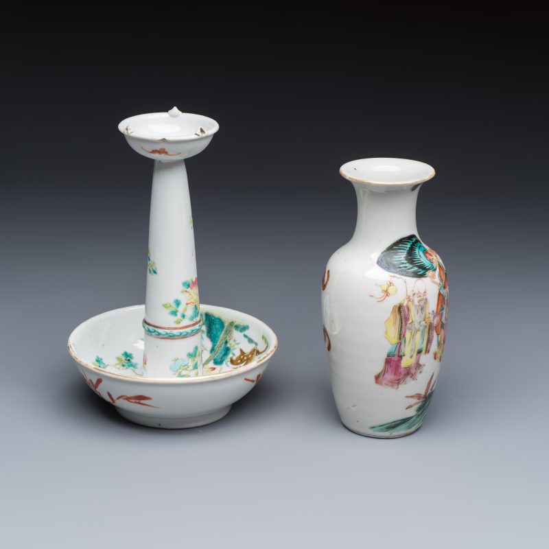 Four Chinese famille rose wares, one with gilt-bronze mounts - 图5