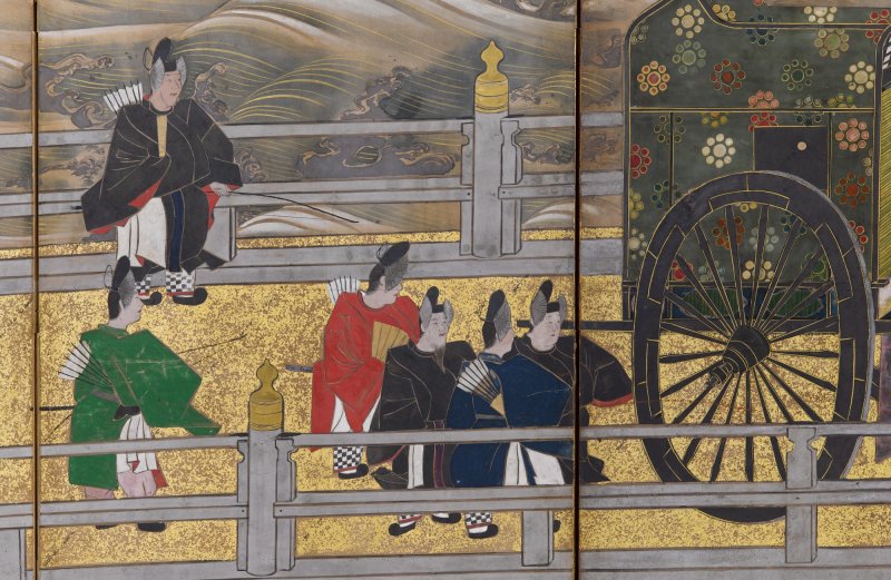 Anonymous, Chapters Fourteen and Sixteen from the Tale of Genji (Genji monogatari), Sealed I’nen, Edo period, 17th century |源氏物語図屏風　伊年印　江戸時代前期　17世紀中頃 - 图12