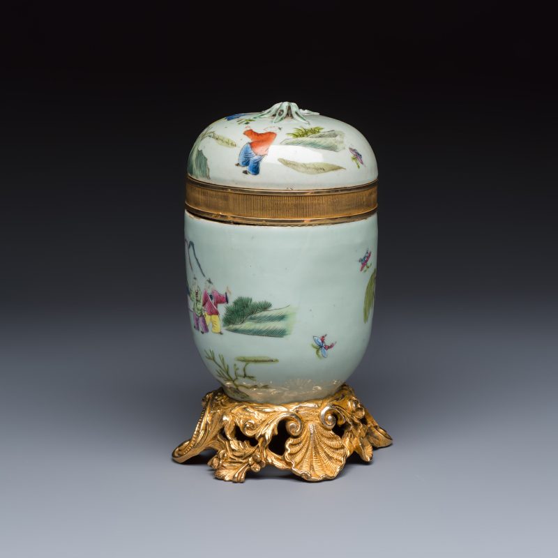 Four Chinese famille rose wares, one with gilt-bronze mounts - 图11