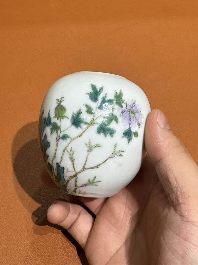 清末民初 粉彩洞石花卉纹水盂 - 图4
