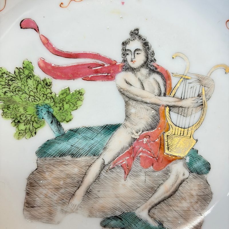 A rare Chinese famille rose export tea bowl and saucer with 'Apollo Playing the Lyre' - 图13