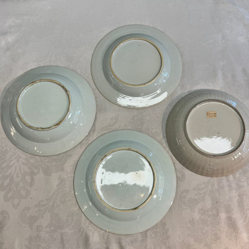 Four Chinese famille rose plates with floral and landscape design - 图11