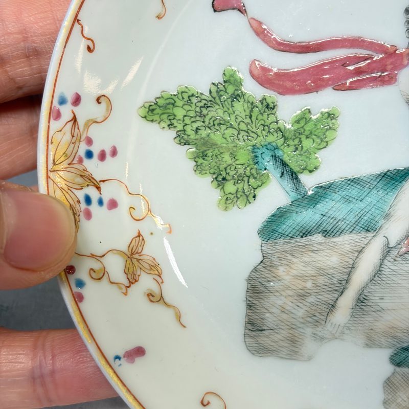A rare Chinese famille rose export tea bowl and saucer with 'Apollo Playing the Lyre' - 图16