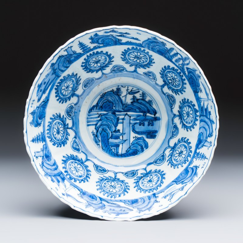 A Chinese blue and white 'Flying Horses and Landscapes' bowl - 图6