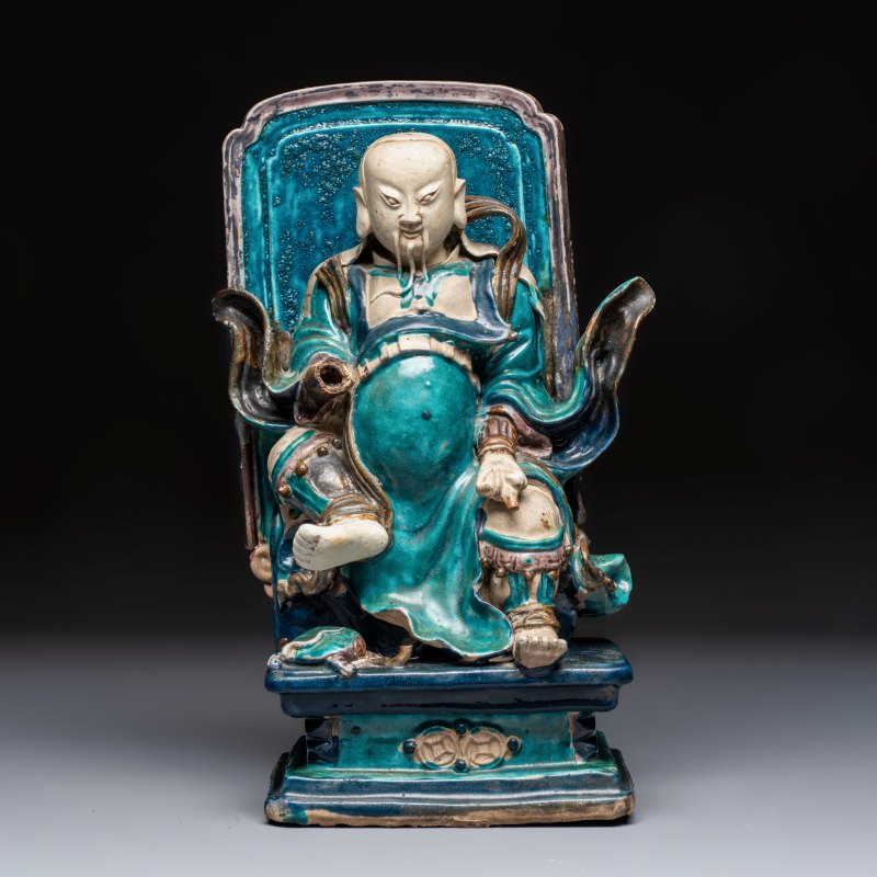 A Chinese Fahua-glazed stoneware model of Zhenwu - 图2