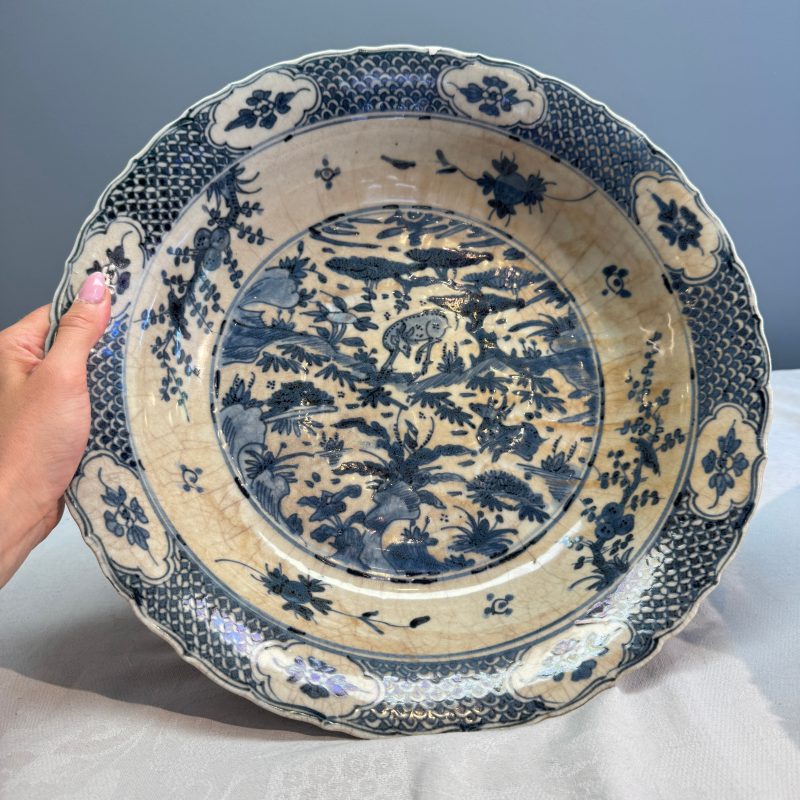 A Chinese Swatow blue and white 'Deer' dish - 图3
