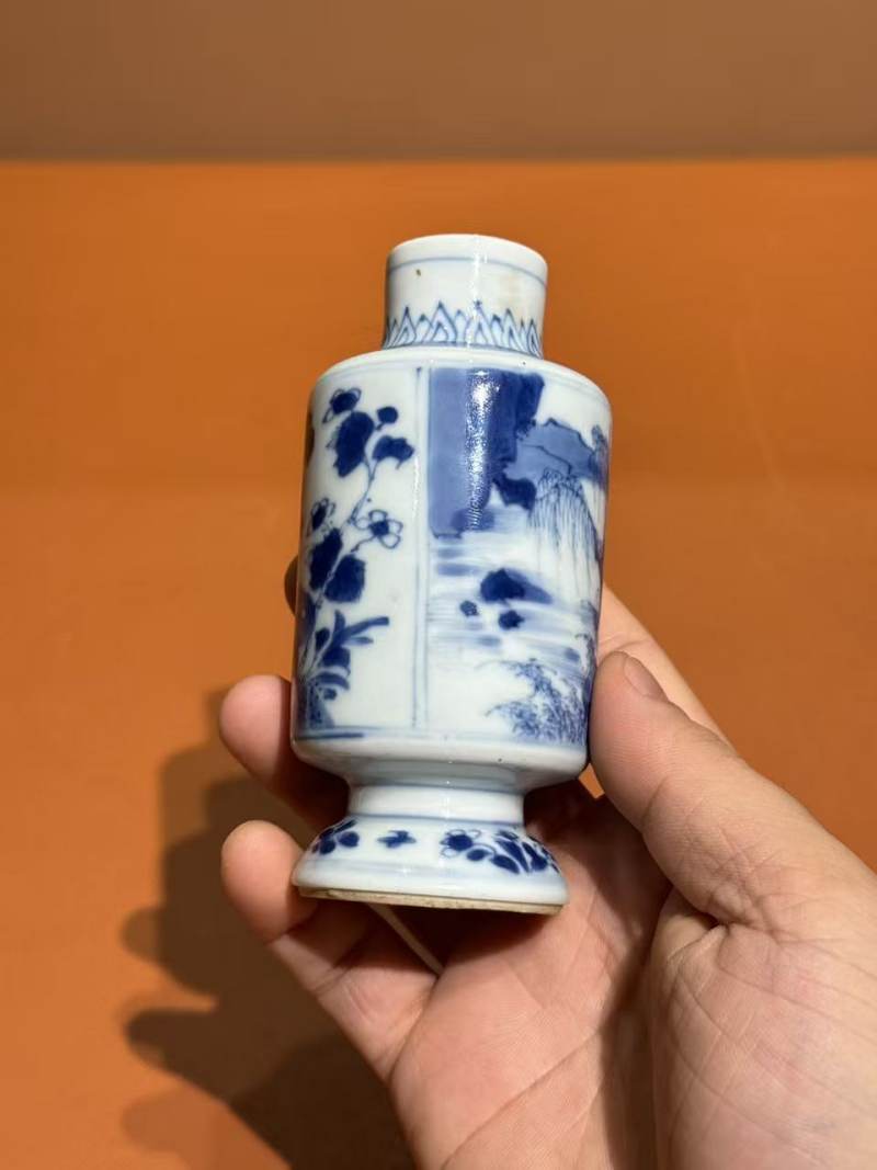 清康熙 青花山水人物故事图小灯笼瓶 - 图6
