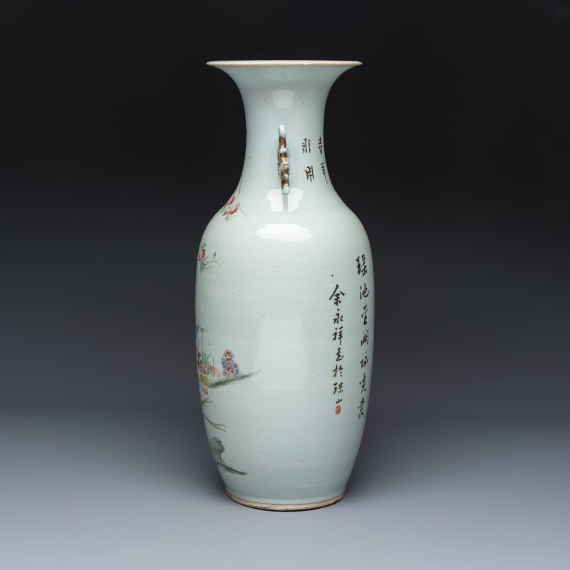 A Chinese famille rose vase and a qianjiang cai dish - 图3