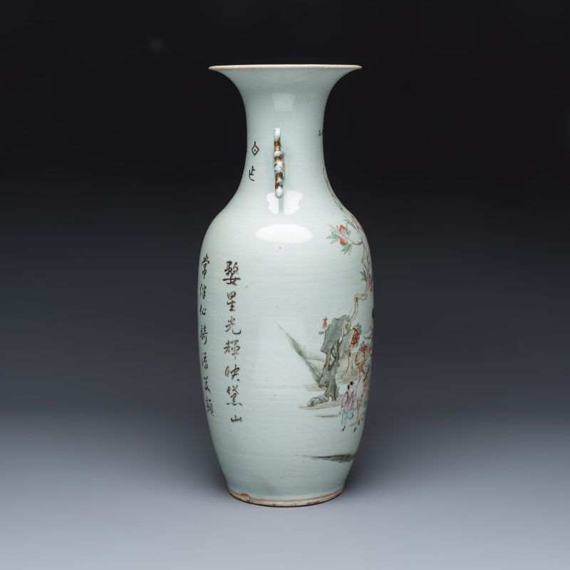 A Chinese famille rose vase and a qianjiang cai dish - 图5