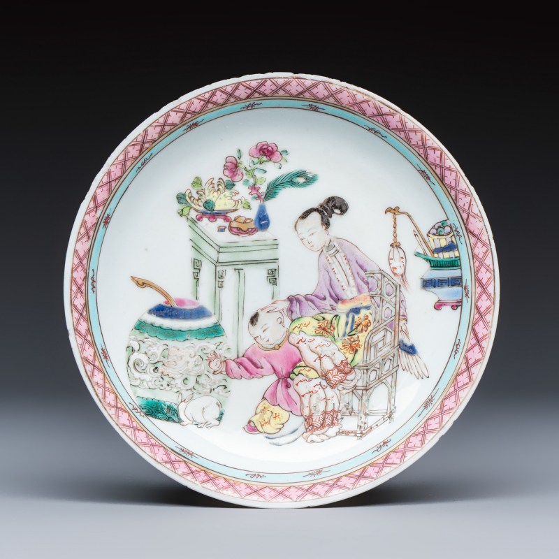 三娘教子 | A fine Chinese famille rose 'San Niang Jiao Zi 三娘教子' tea bowl and saucer - 图2