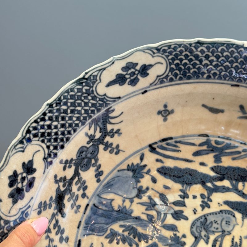 A Chinese Swatow blue and white 'Deer' dish - 图5