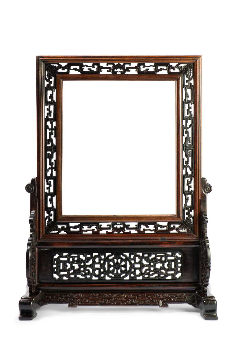 A finely carved zitan and huanghuali screen base - 图1