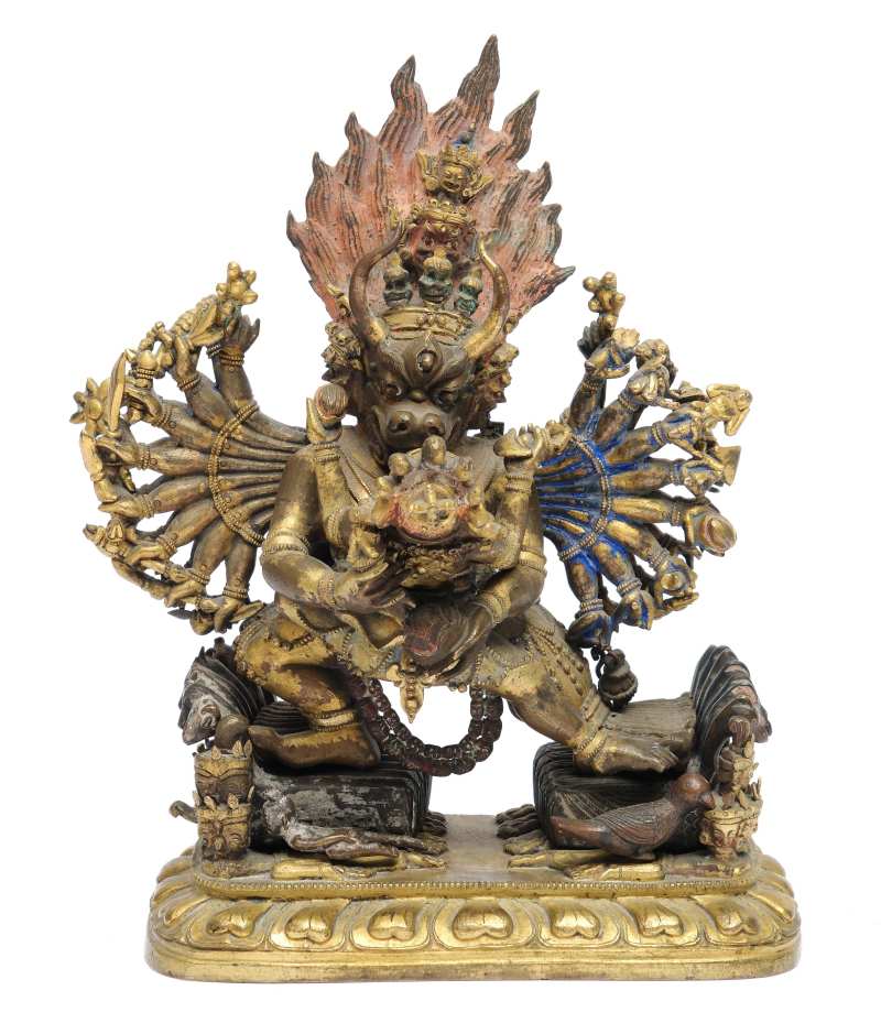 A parcel gilt-bronze figure of Yamantaka Vajrabhairava and Vajravetali - 图1