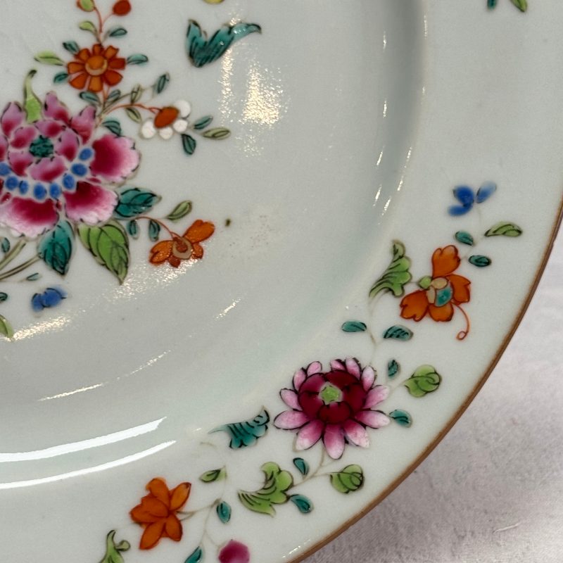 Four Chinese famille rose plates with floral and landscape design - 图21