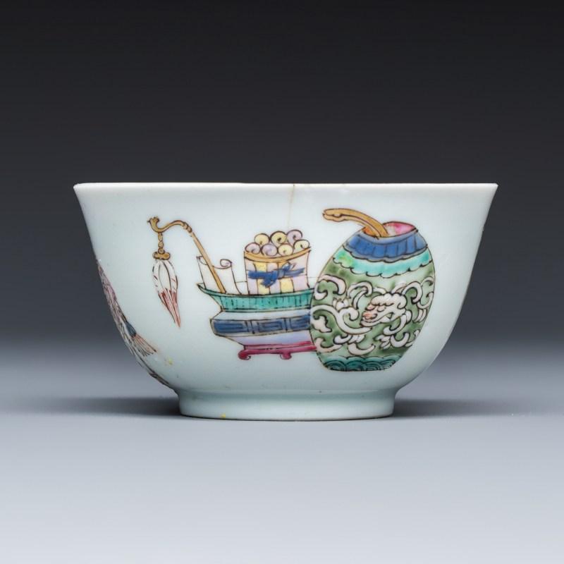 三娘教子 | A fine Chinese famille rose 'San Niang Jiao Zi 三娘教子' tea bowl and saucer - 图5