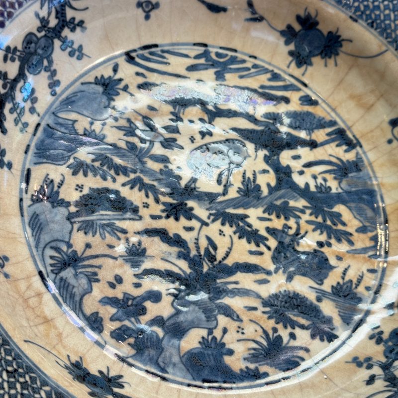 A Chinese Swatow blue and white 'Deer' dish - 图8