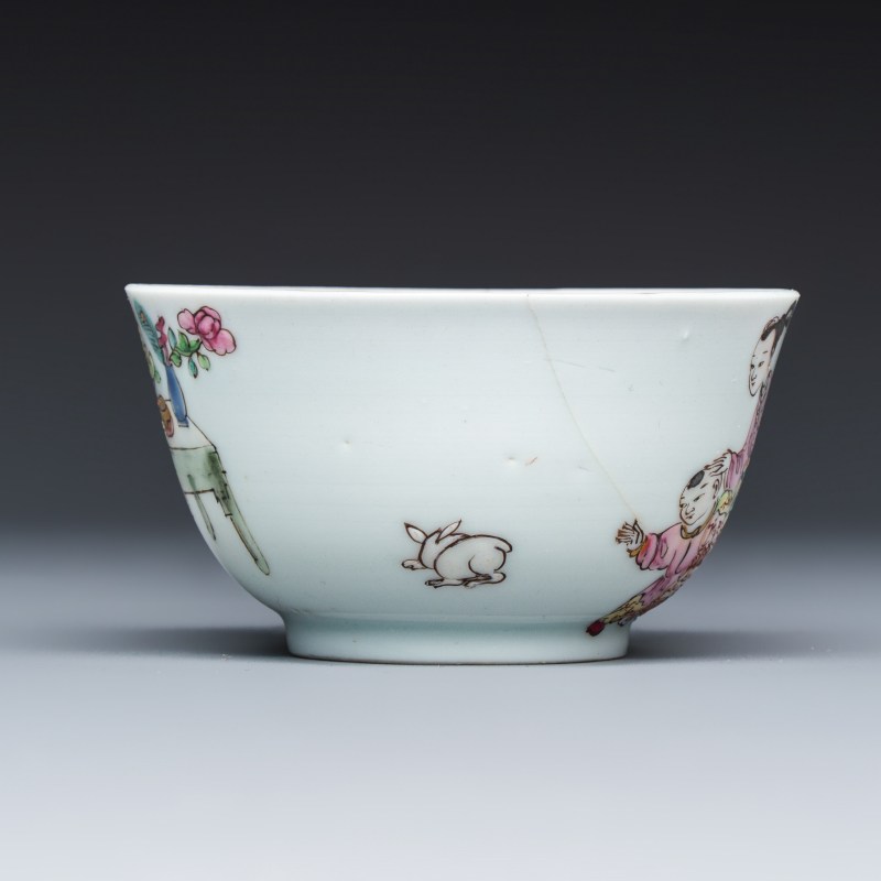 三娘教子 | A fine Chinese famille rose 'San Niang Jiao Zi 三娘教子' tea bowl and saucer - 图7