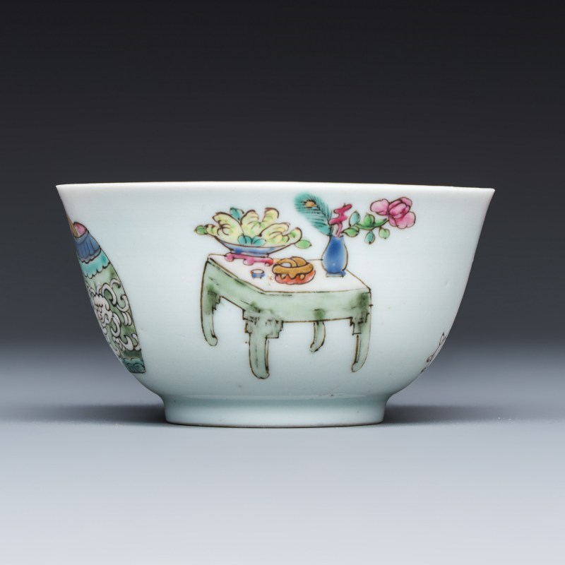 三娘教子 | A fine Chinese famille rose 'San Niang Jiao Zi 三娘教子' tea bowl and saucer - 图6